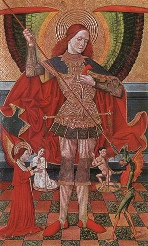 Saint Michel Archange au jugement particulier,Juan de la ABADIA bois 1490