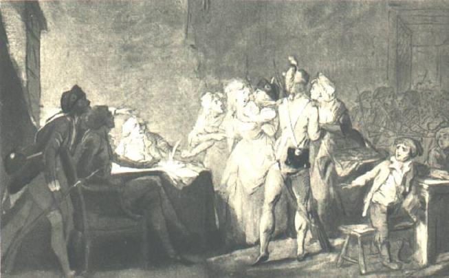 Charlotte Corday - Arrestation - lavis de Boilly - Musée Lambinet.JPG
